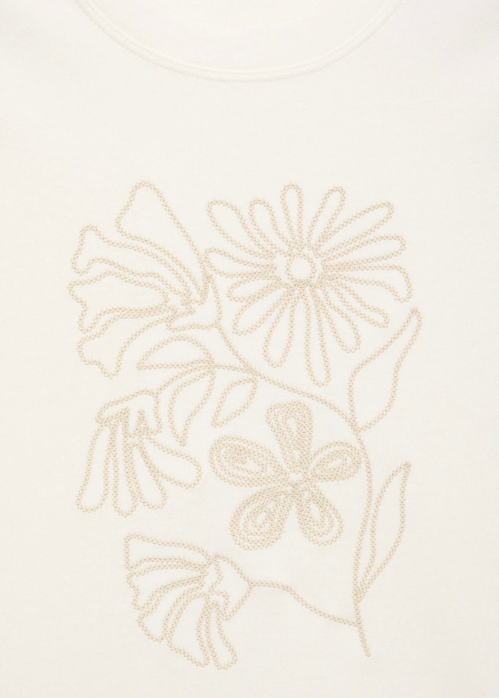 T-Shirt Coton Broderie À Fleurs