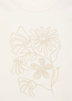 T-Shirt Coton Broderie À Fleurs