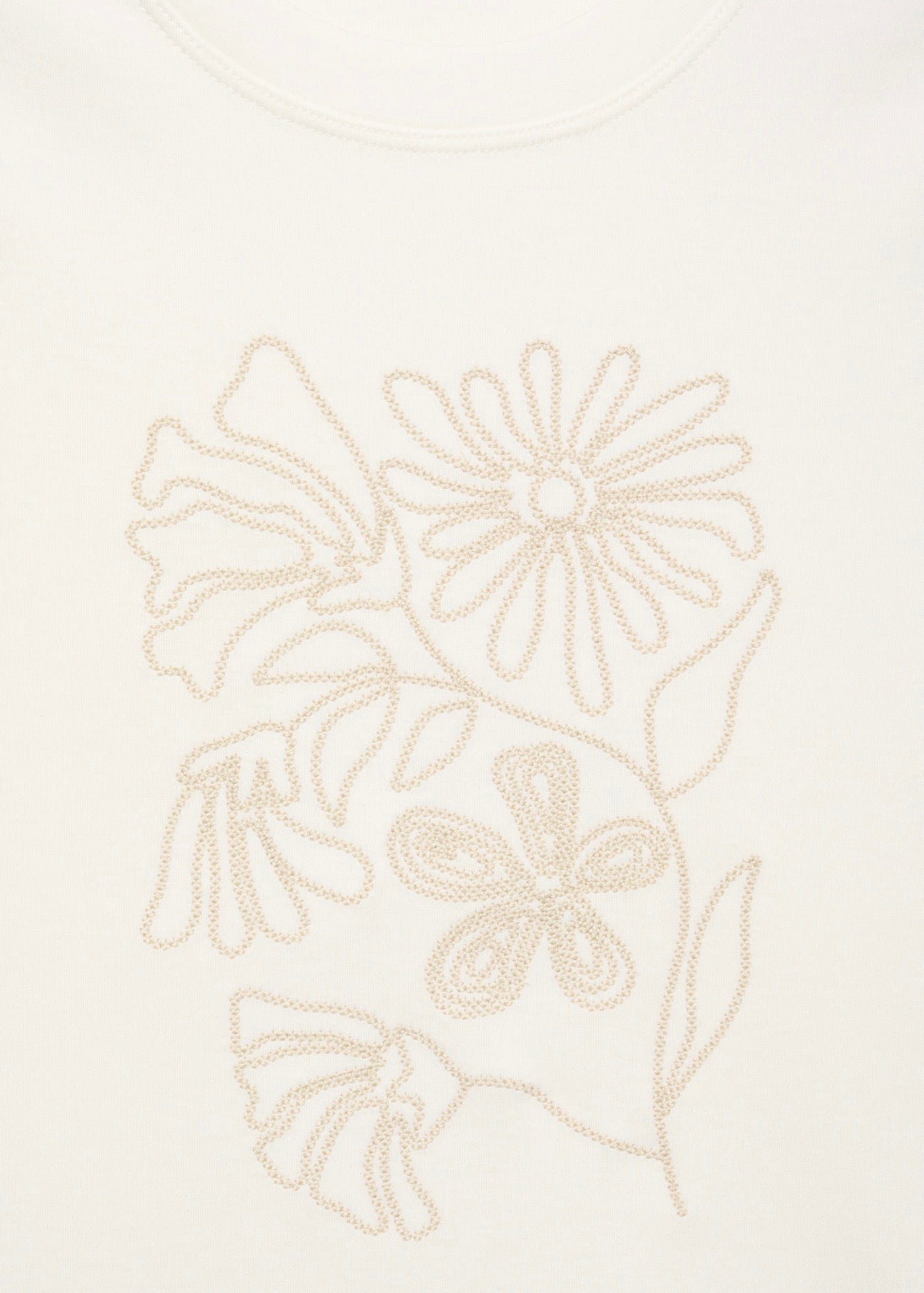T-Shirt Coton Broderie À Fleurs