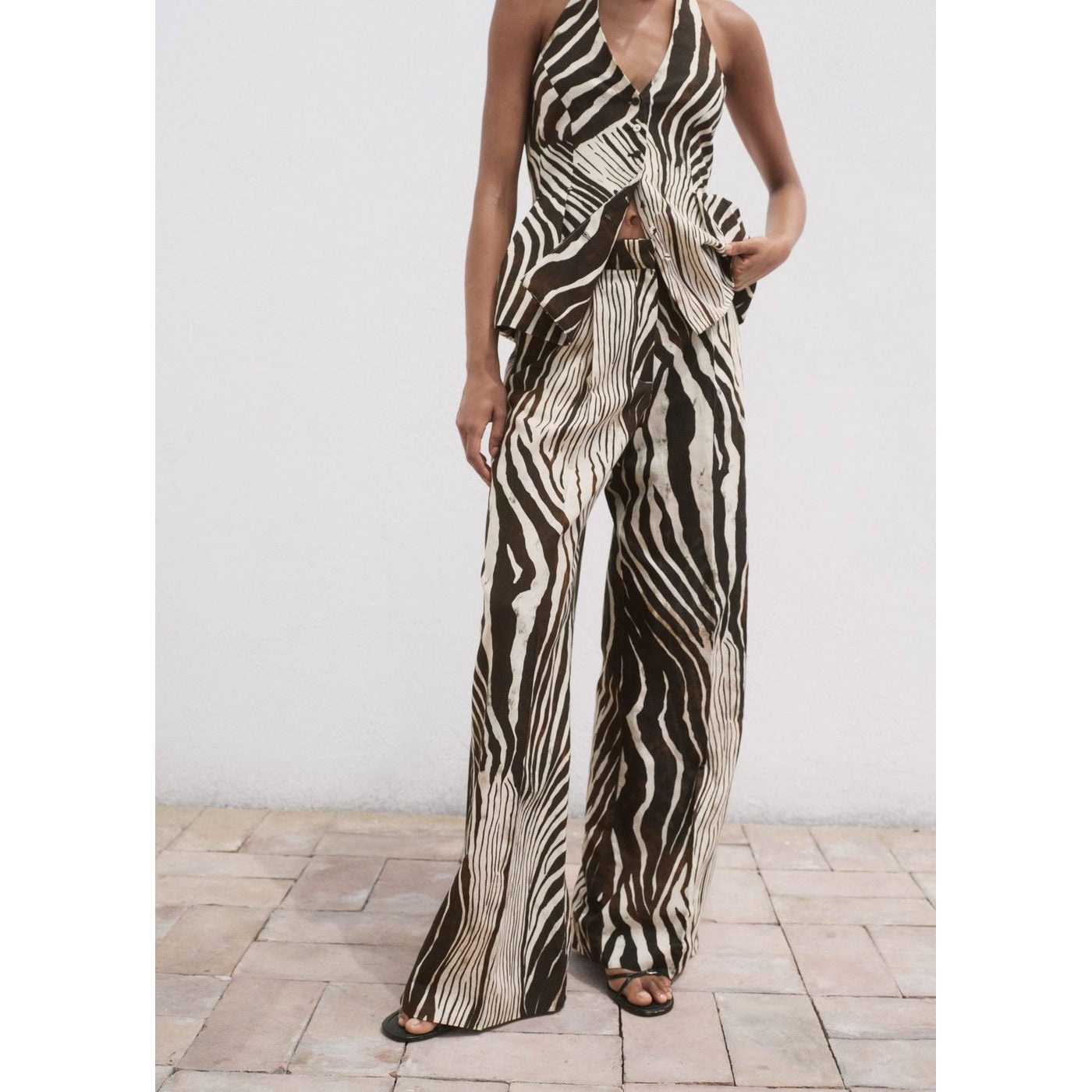 Pantalon Lin Imprimé Zèbre