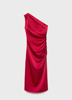 Robe Asymétrique Satinée Avec Fronce Latérale