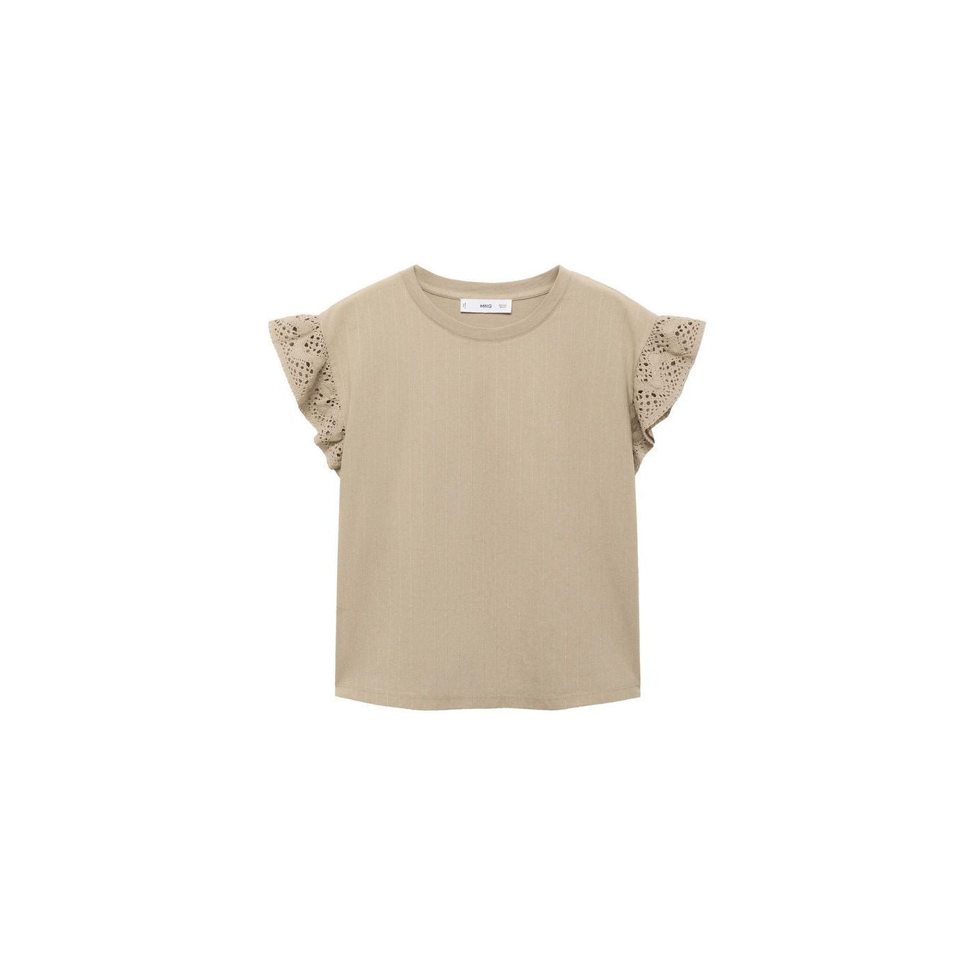 T-Shirt Manches Courtes Volant Ajouré