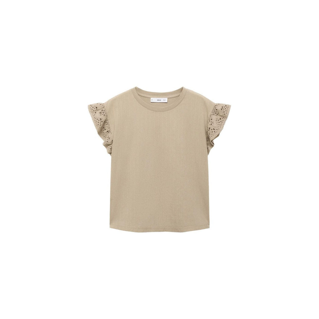 T-Shirt Manches Courtes Volant Ajouré