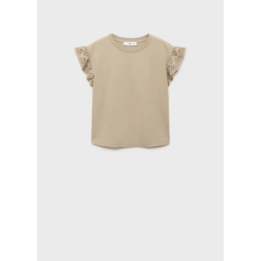 T-Shirt Manches Courtes Volant Ajouré