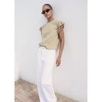 T-Shirt Manches Courtes Volant Ajouré