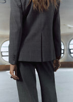 Blazer Costume À Carreaux Double Boutonnage