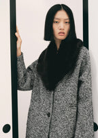 Manteau Chiné Col Fausse Fourrure