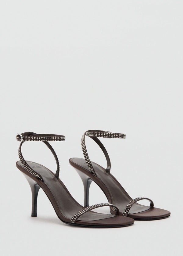 Sandales Talon Lanière Strass
