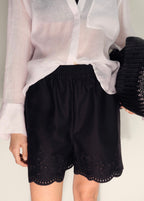 Short En Satin Bas Brodé