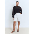 Bermuda En Jean Droit Taille Haute
