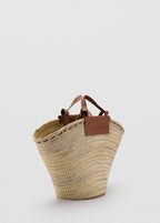 Grand Sac Cabas En Fibre Naturelle Anse Cuir