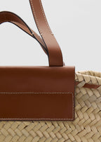 Grand Sac Cabas En Fibre Naturelle Anse Cuir