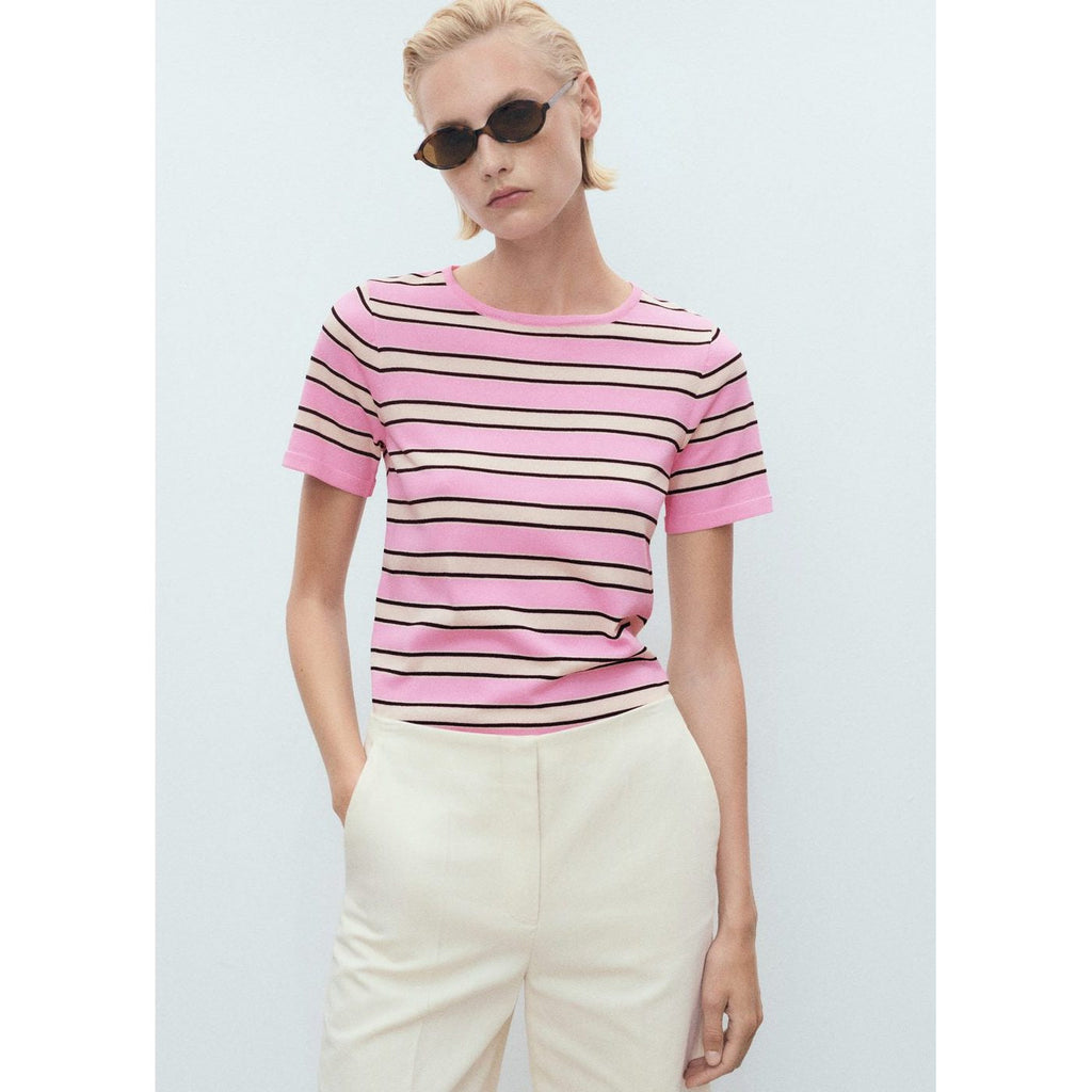 Pull À Manches Courtes À Rayures Combinées