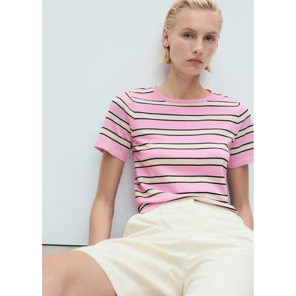 Pull À Manches Courtes À Rayures Combinées