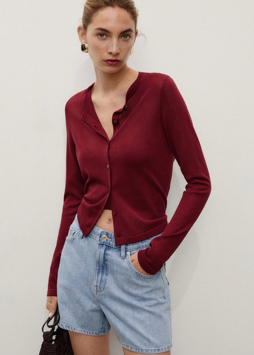 Short En Jean Droit Taille Haute