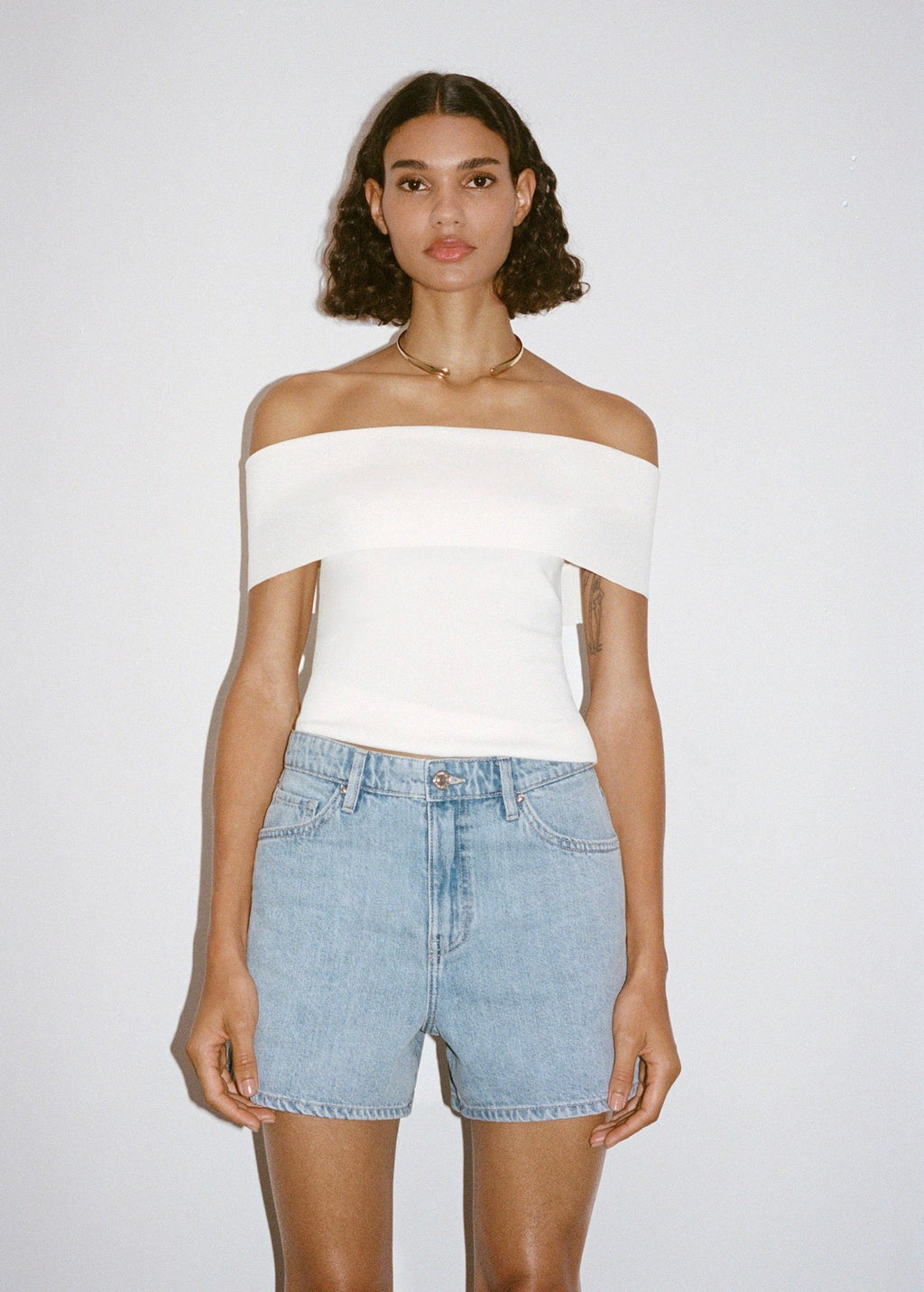 Short En Jean Droit Taille Haute