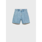 Bermuda En Jean Taille Normale À Pinces