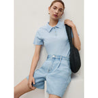 Bermuda En Jean Taille Normale À Pinces
