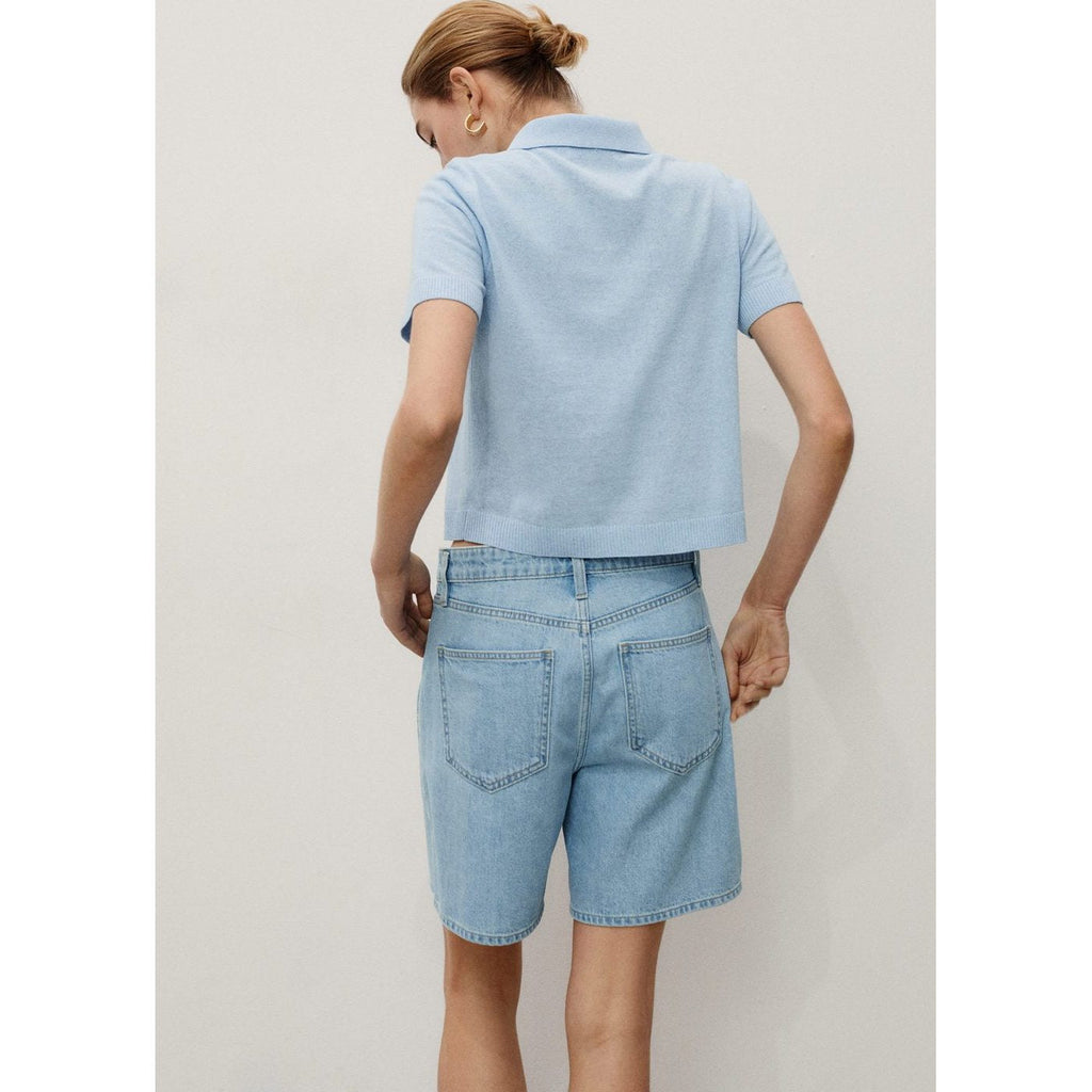 Bermuda En Jean Taille Normale À Pinces