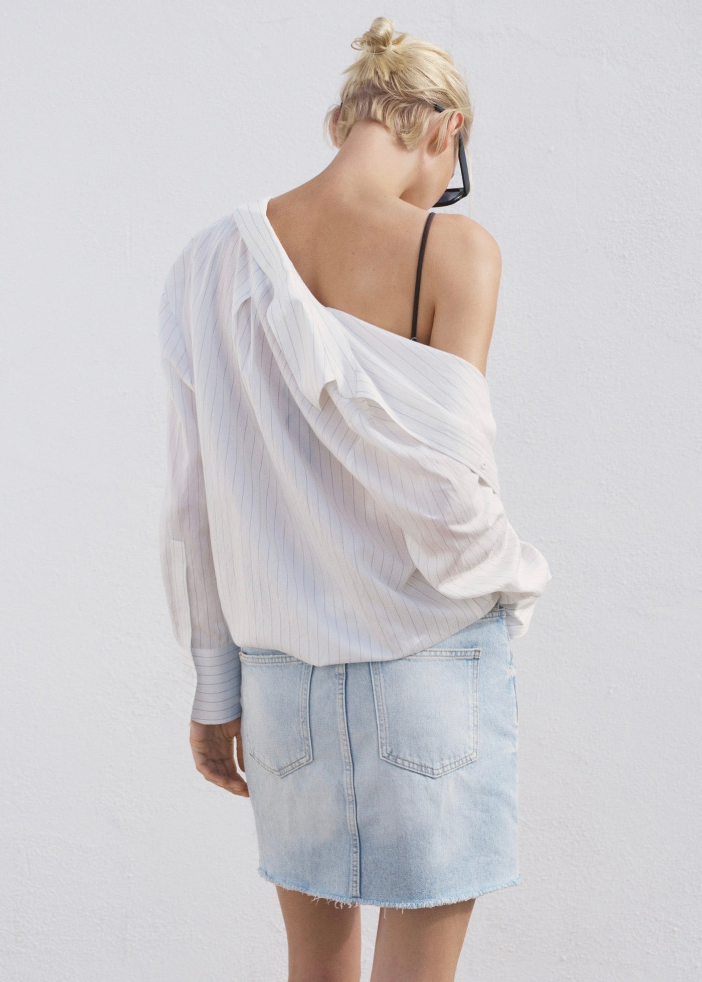 Jupe Denim Bas Effiloché