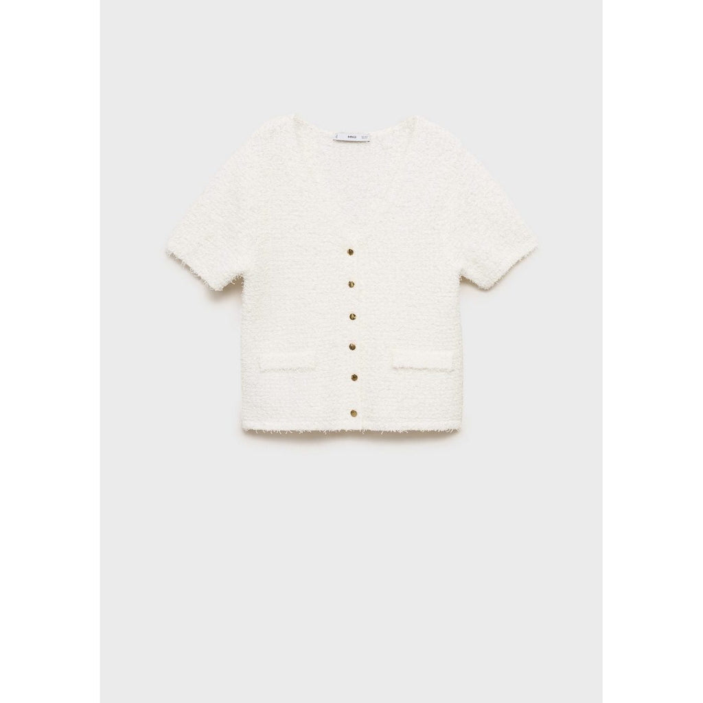 Cardigan En Maille Bouclée Manches Courtes