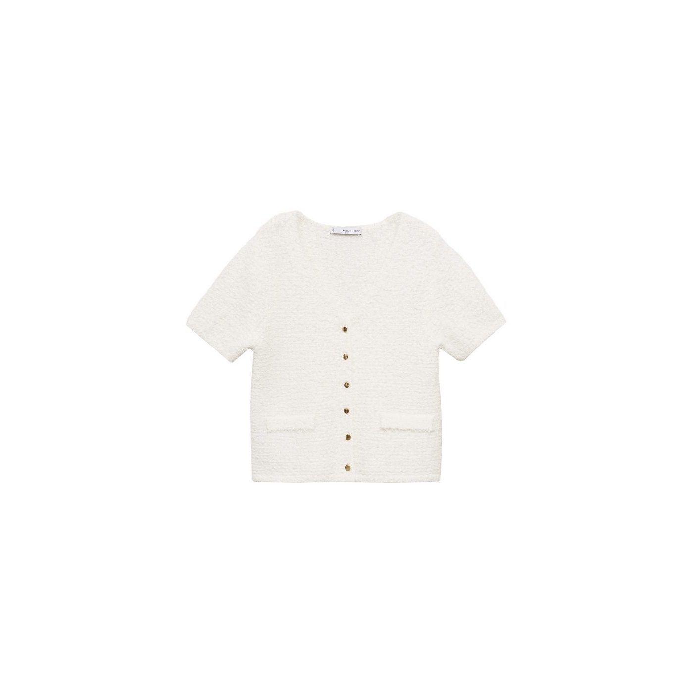 Cardigan En Maille Bouclée Manches Courtes