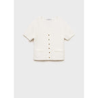 Cardigan En Maille Bouclée Manches Courtes