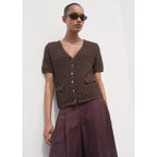 Cardigan En Maille Bouclée Manches Courtes