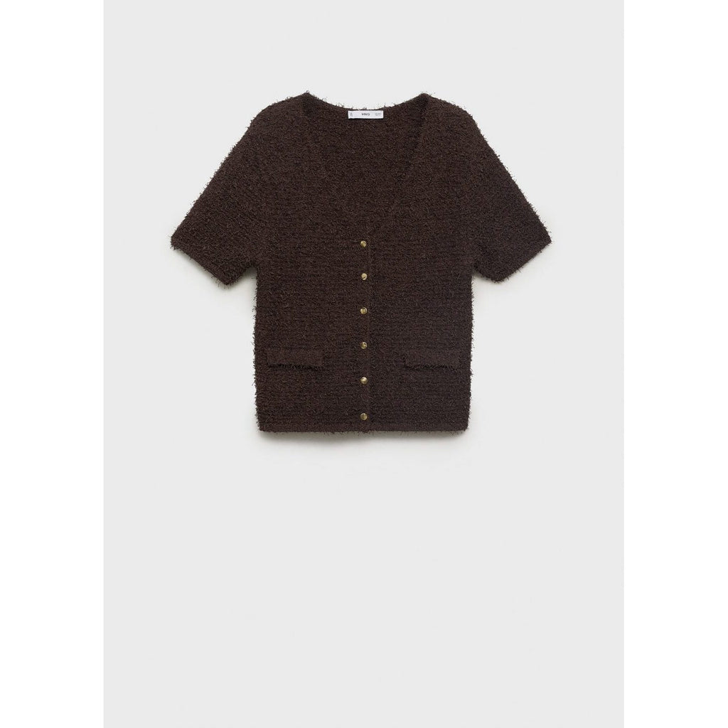 Cardigan En Maille Bouclée Manches Courtes