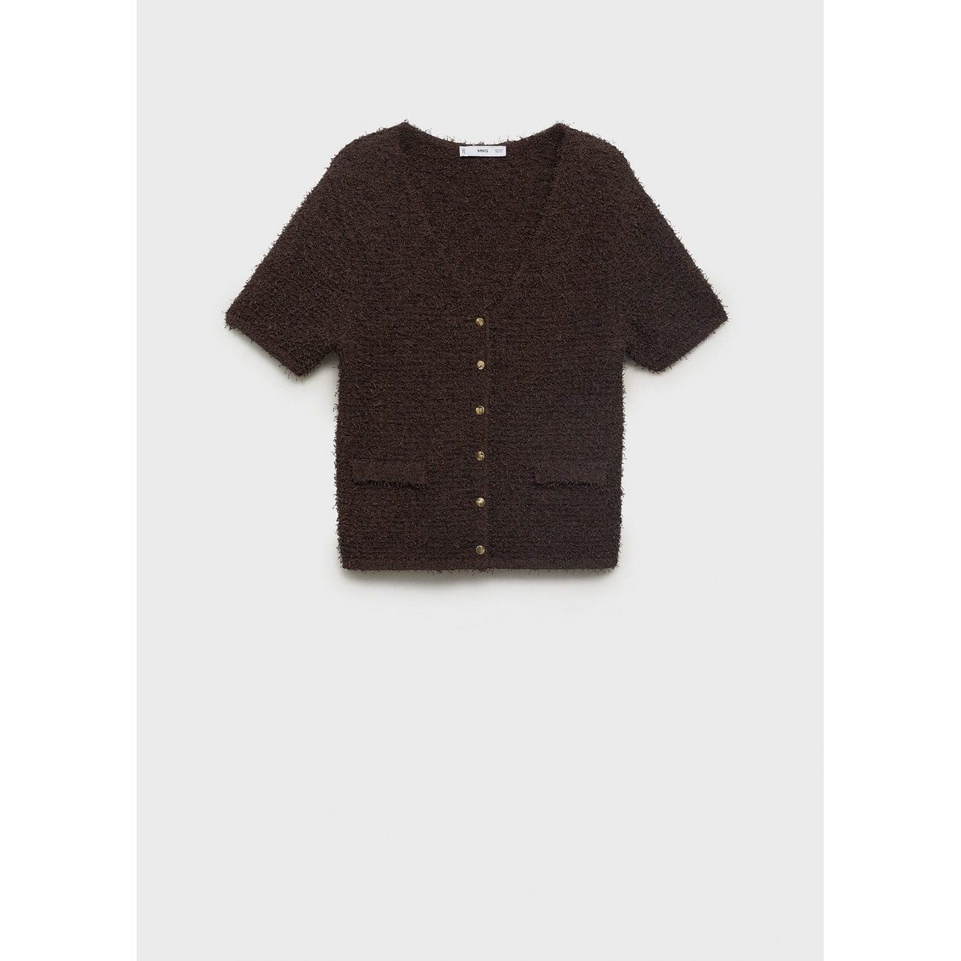 Cardigan En Maille Bouclée Manches Courtes