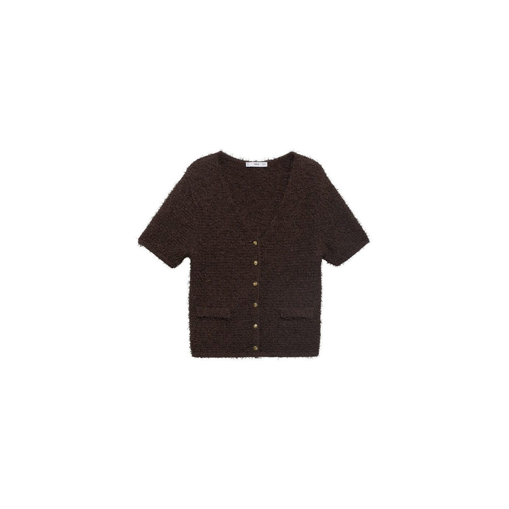 Cardigan En Maille Bouclée Manches Courtes