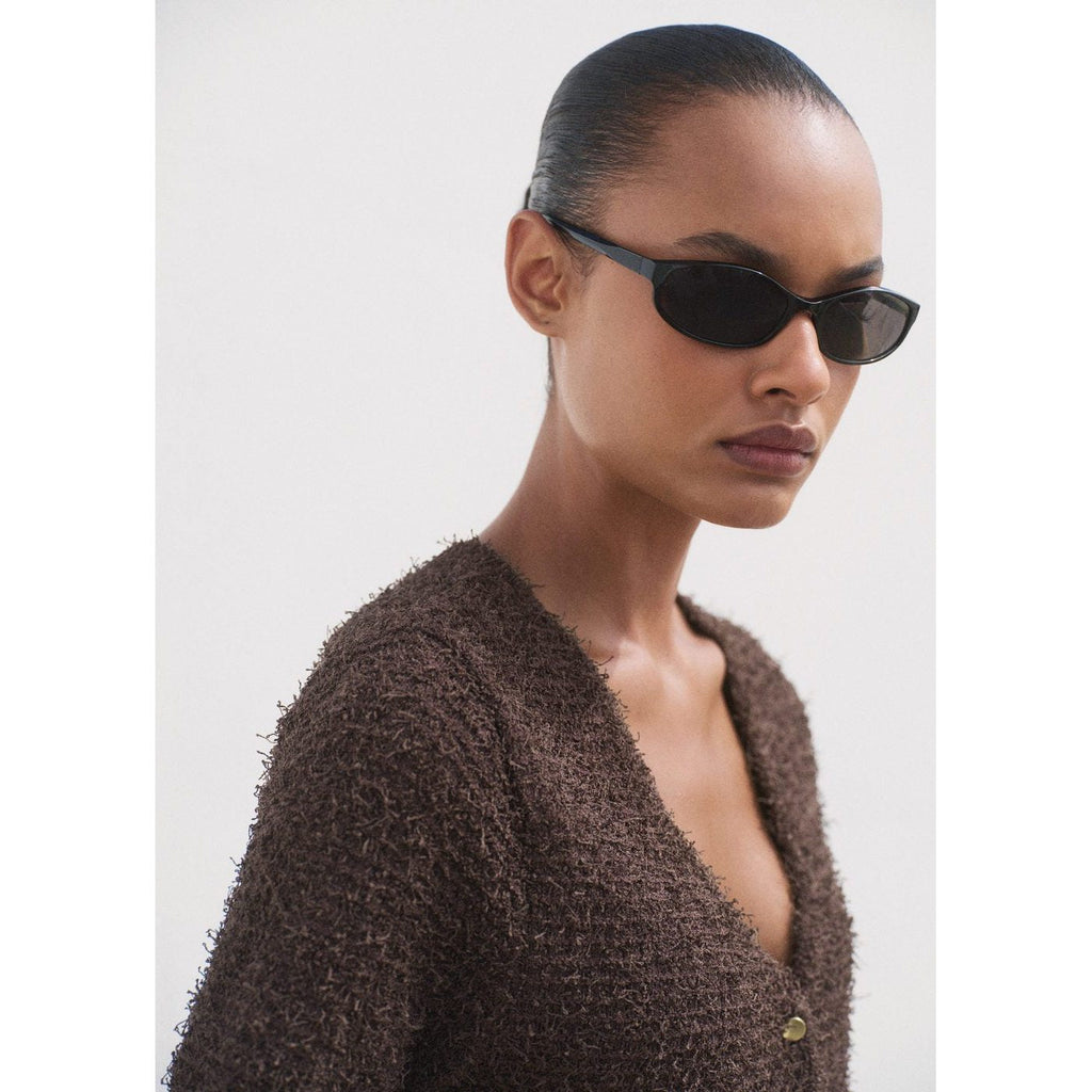 Cardigan En Maille Bouclée Manches Courtes