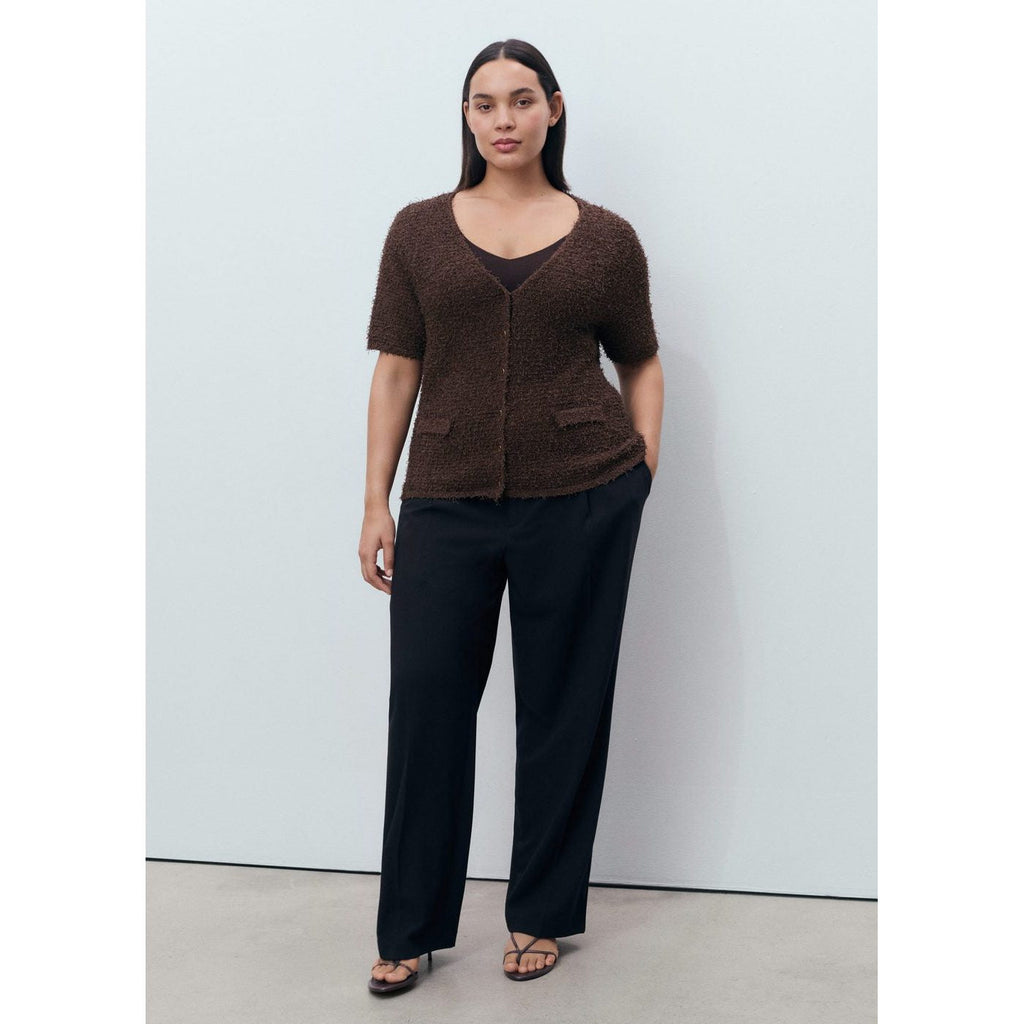 Cardigan En Maille Bouclée Manches Courtes