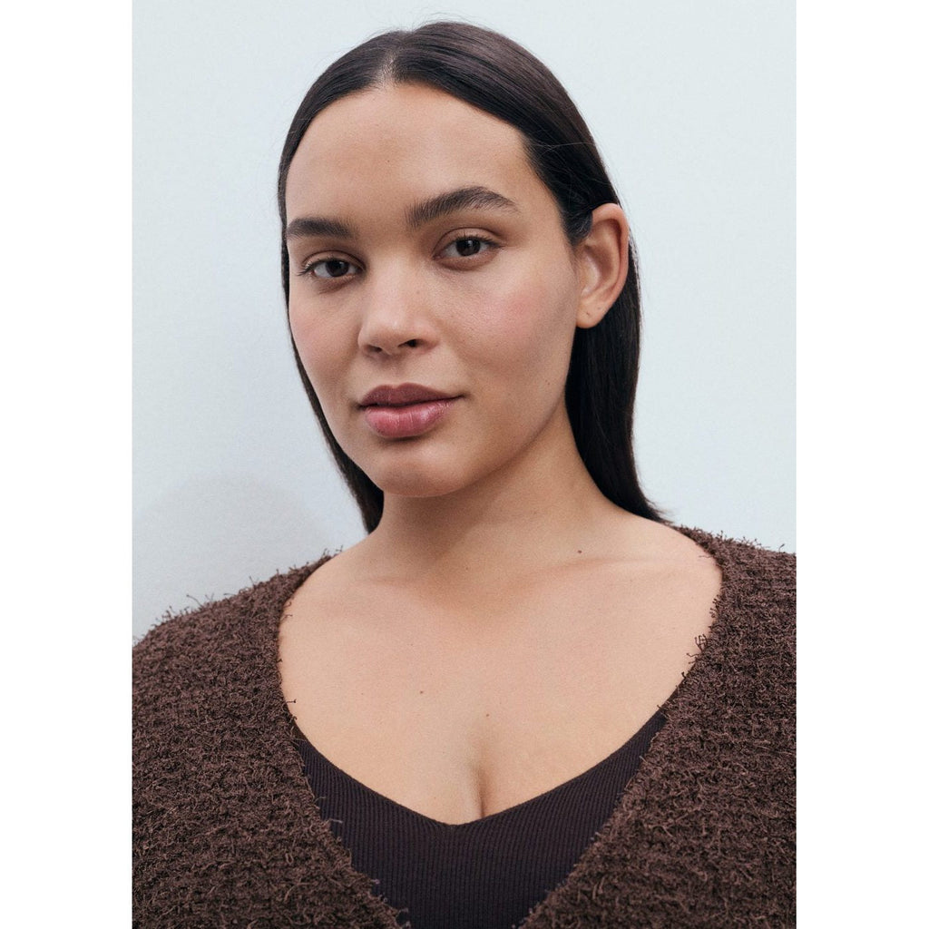 Cardigan En Maille Bouclée Manches Courtes