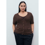 Cardigan En Maille Bouclée Manches Courtes