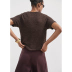 Cardigan En Maille Bouclée Manches Courtes