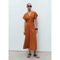 Robe Midi Froncée Sur Les Côtés