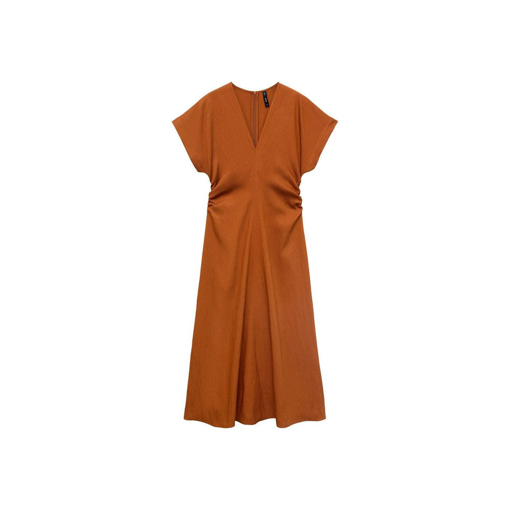 Robe Midi Froncée Sur Les Côtés