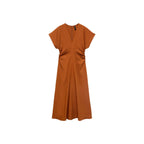 Robe Midi Froncée Sur Les Côtés