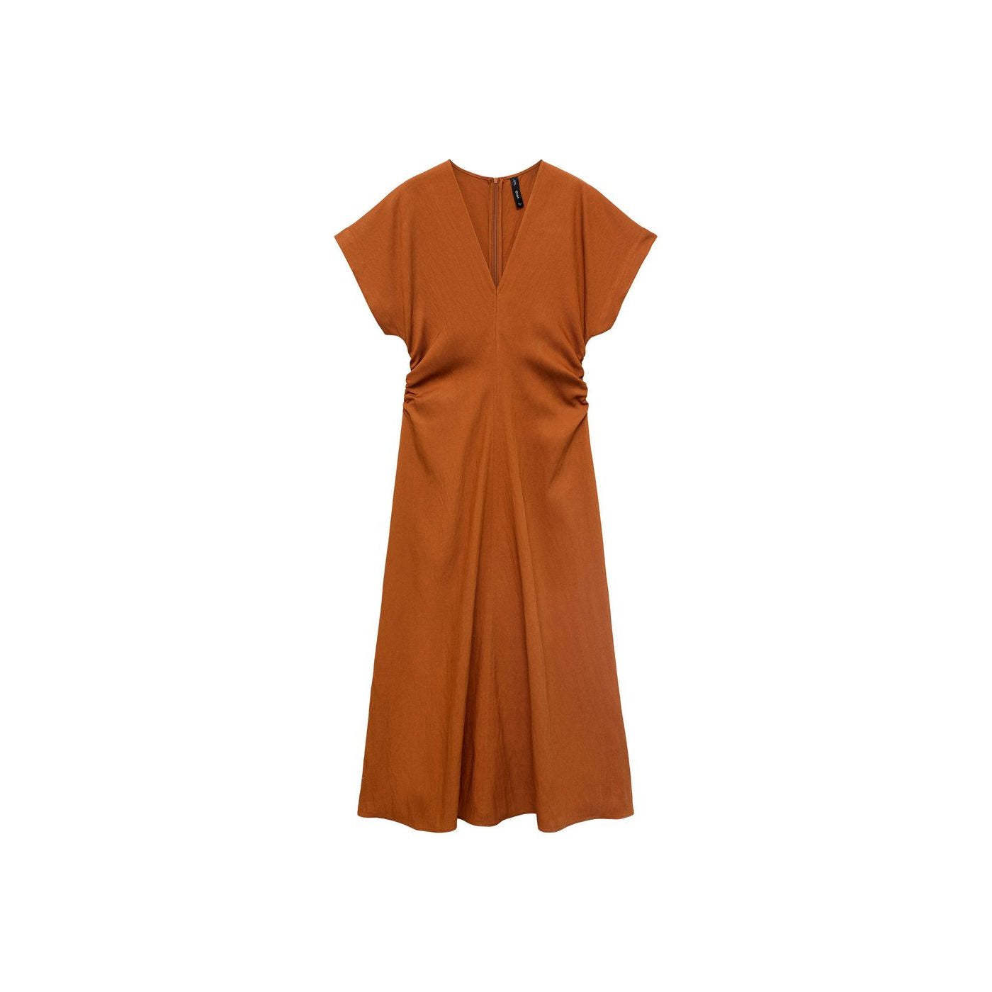 Robe Midi Froncée Sur Les Côtés