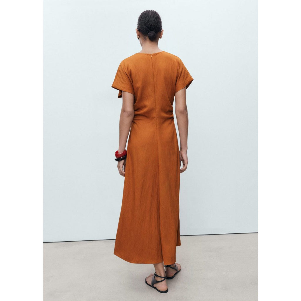 Robe Midi Froncée Sur Les Côtés