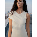 Robe Maille Côtelée Manches Asymétriques