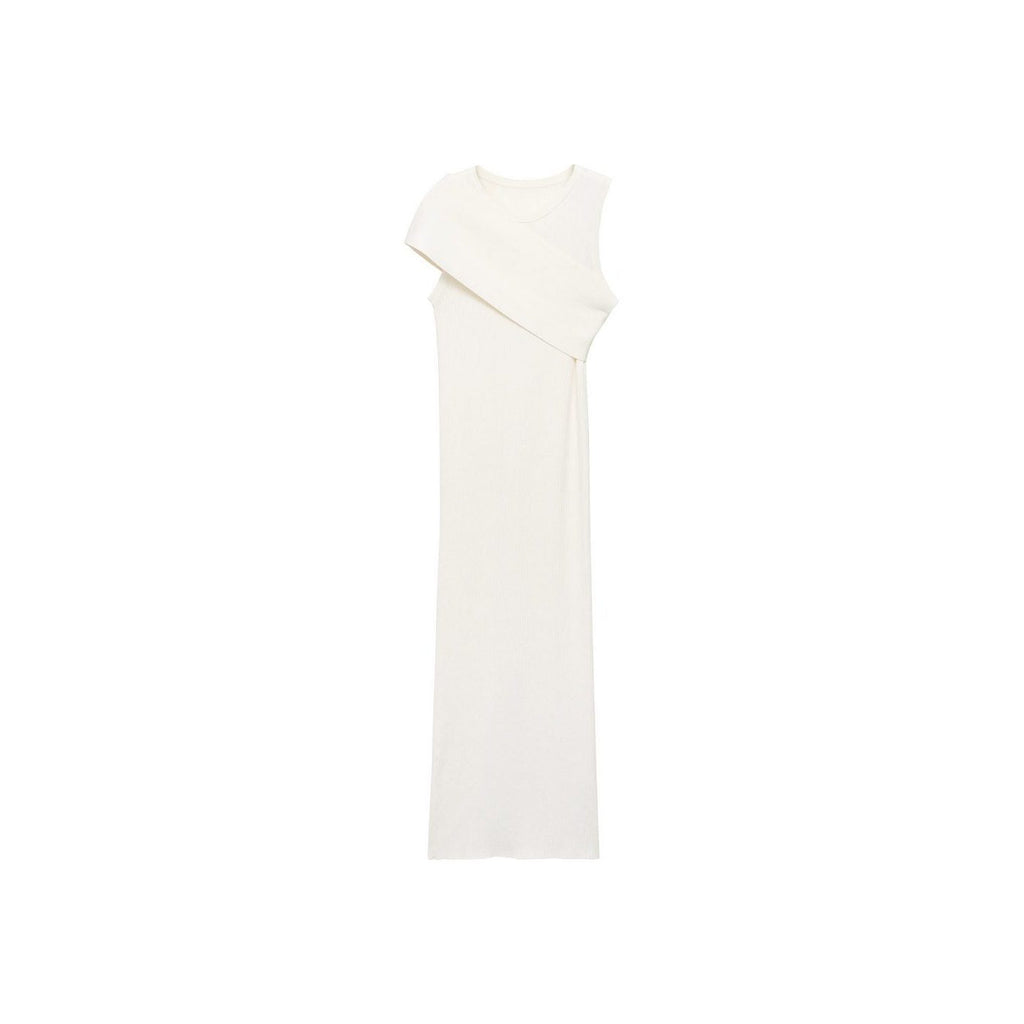 Robe Maille Côtelée Manches Asymétriques