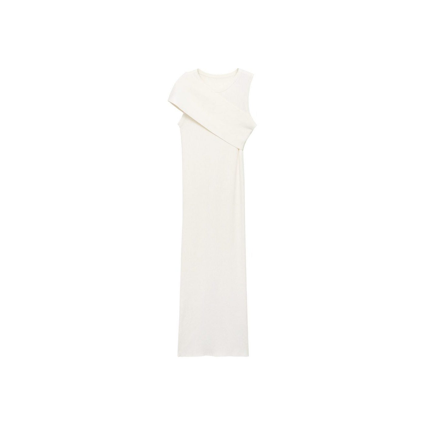 Robe Maille Côtelée Manches Asymétriques