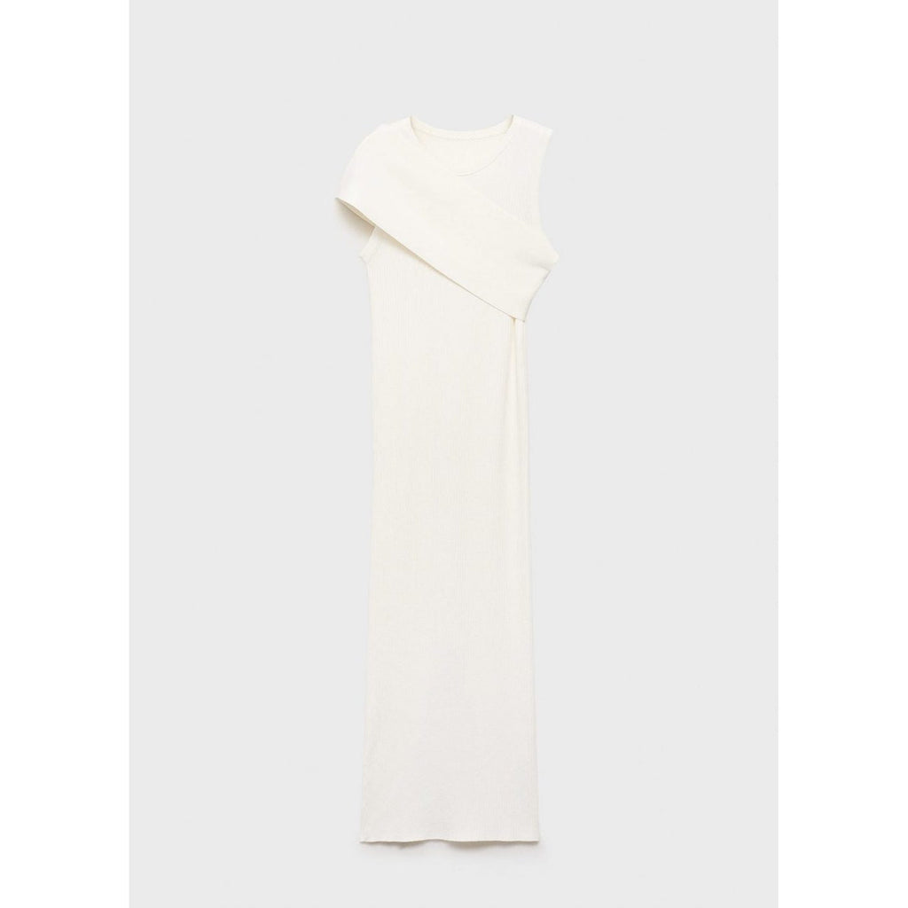Robe Maille Côtelée Manches Asymétriques