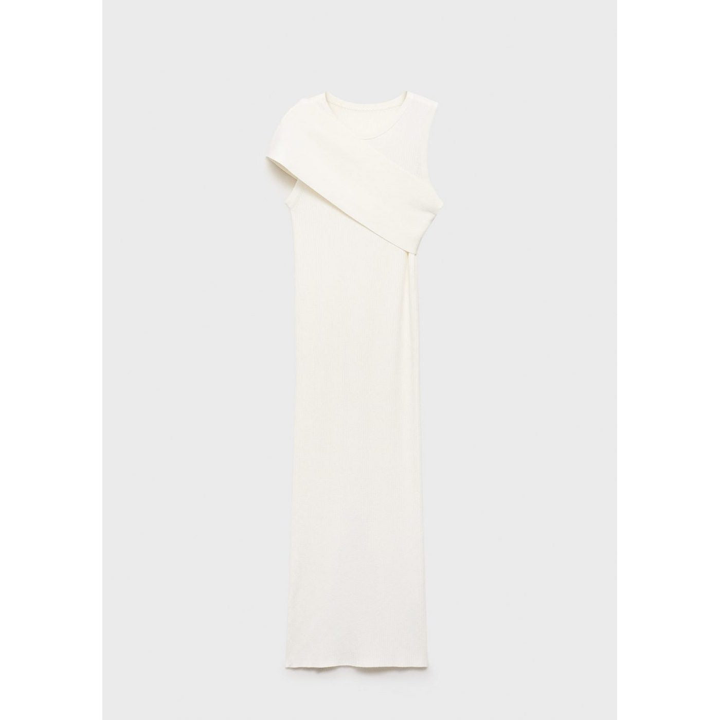 Robe Maille Côtelée Manches Asymétriques