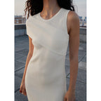 Robe Maille Côtelée Manches Asymétriques