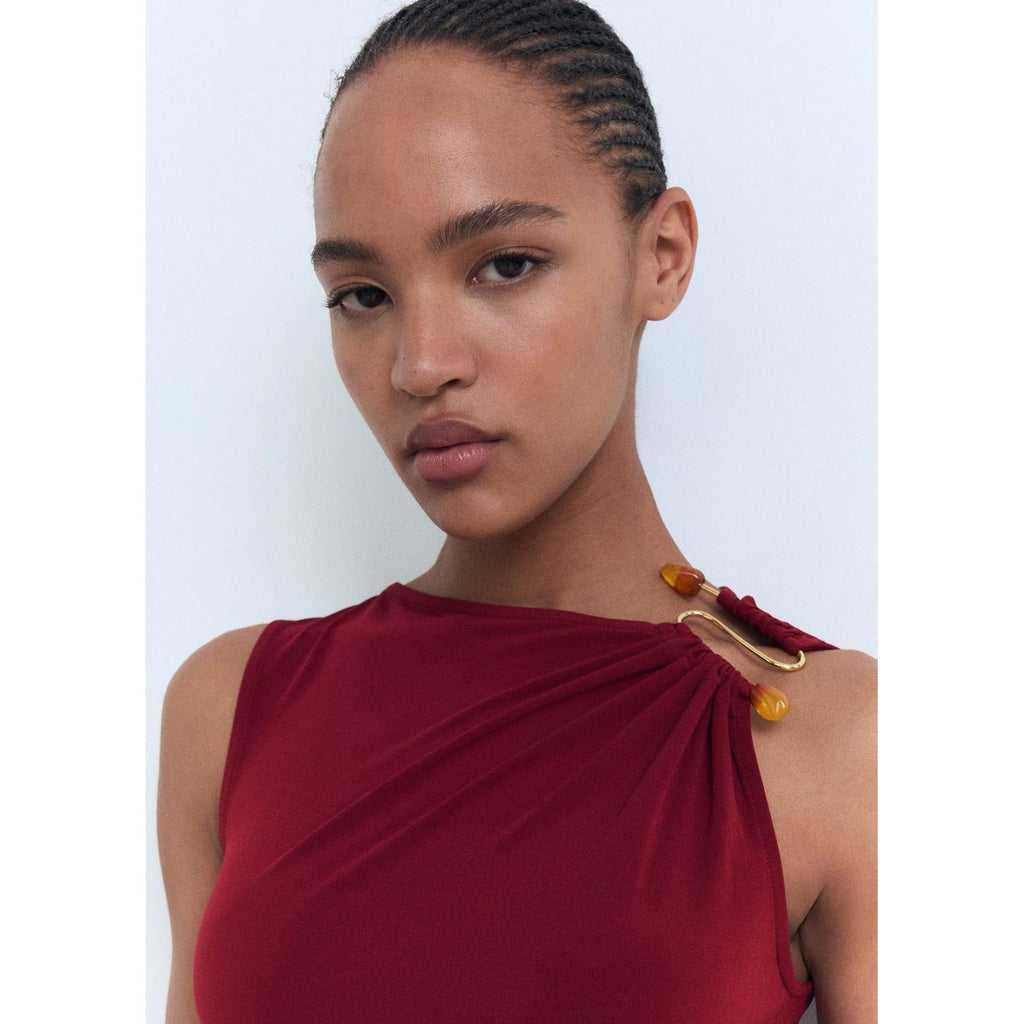 Robe Drapée Détail Bijou
