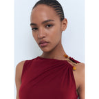 Robe Drapée Détail Bijou