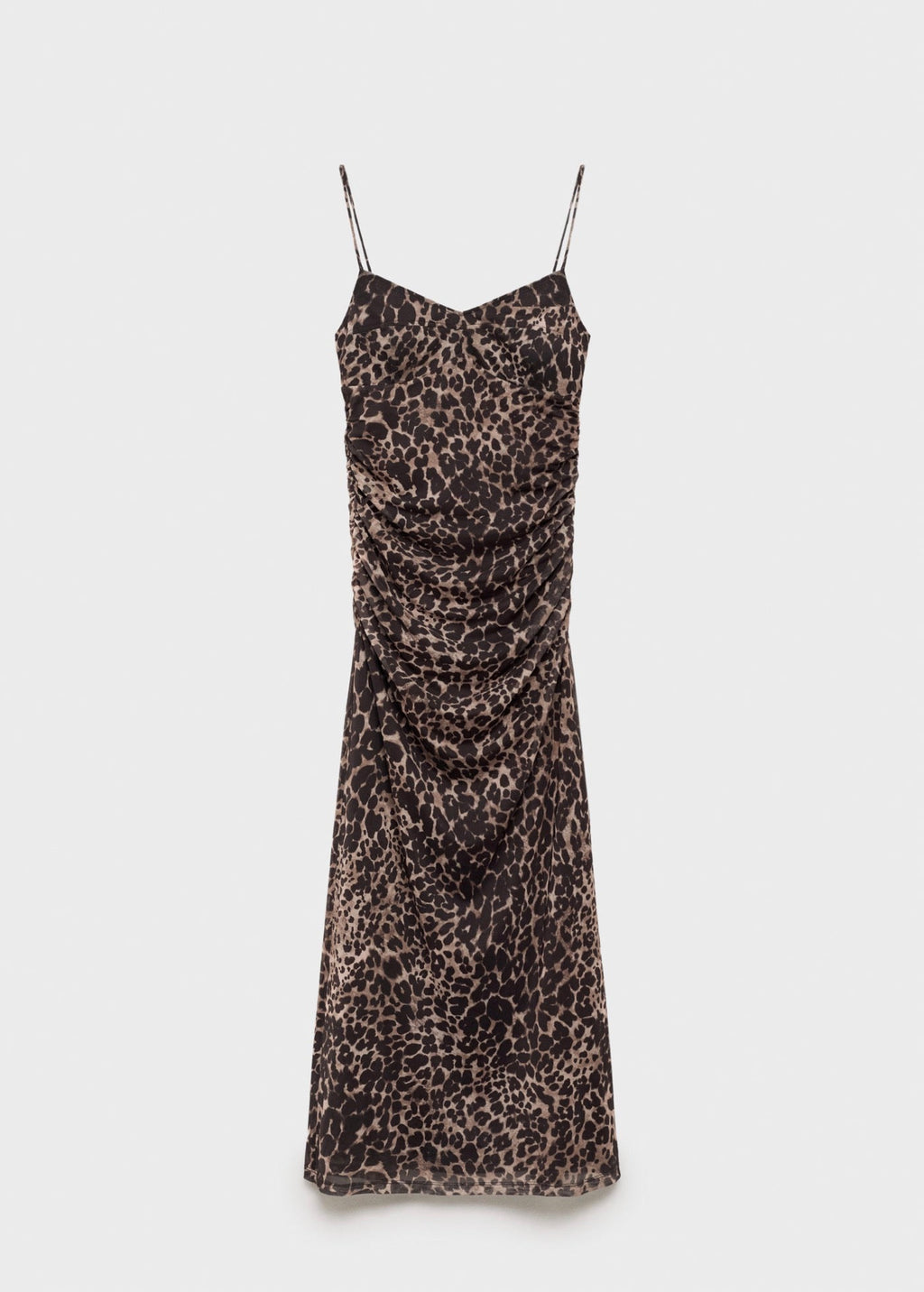 Robe Midi Froncée Léopard